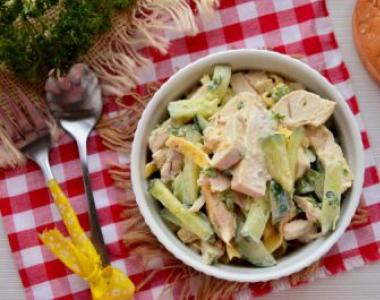Salātu ar vistas un olu pankūku recepte Sašas salātu ar olu pankūkām recepte